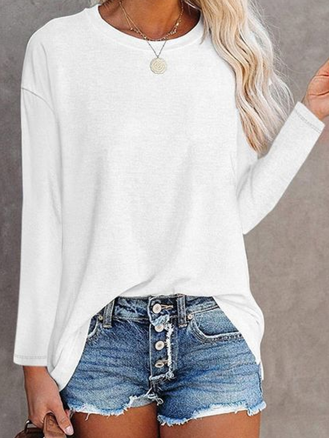 Loosen Plain Casual T-Shirt QH92