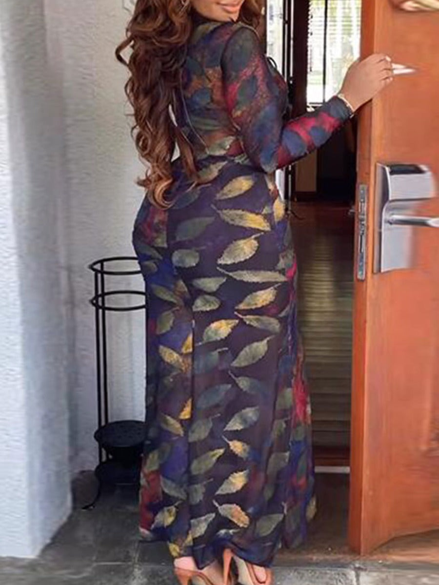 Plus Size Pattern Print Printed Regular Dress BO2132