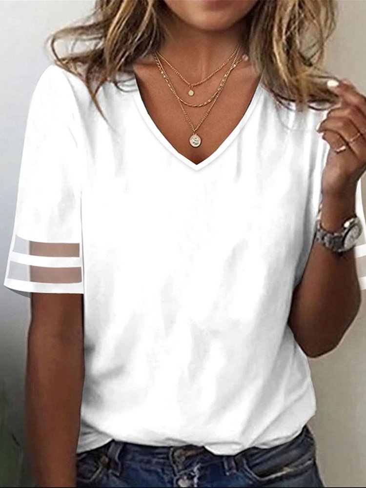 Loose V Neck Casual T-Shirt cc151