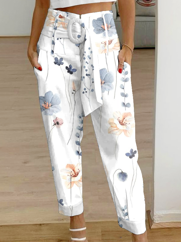 Casual Floral Loose Cargo Pants WX114