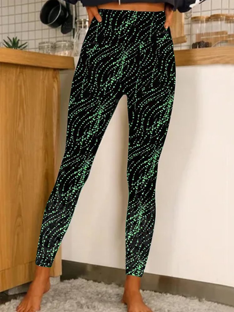 Women's Black legging Christmas Shinny Golend Glittering Print Thick Warm Elastic Leggings QS90