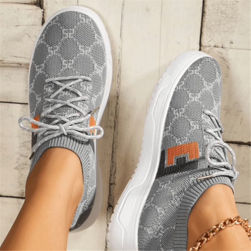 Women's Printed Knit Sock Sneakers, Comfortable & Breathable Lace Up Walking Tennis Shoes, Casual Running Sports Shoes SE1029