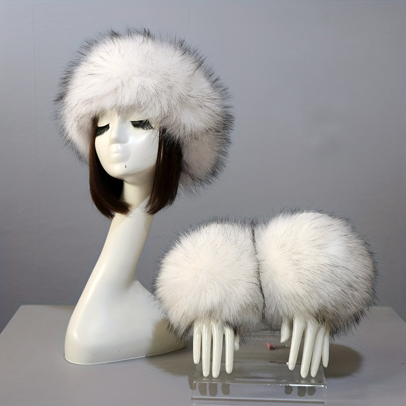 Fuzzy Hat & Fake Cuff Set EG6354 Furdela