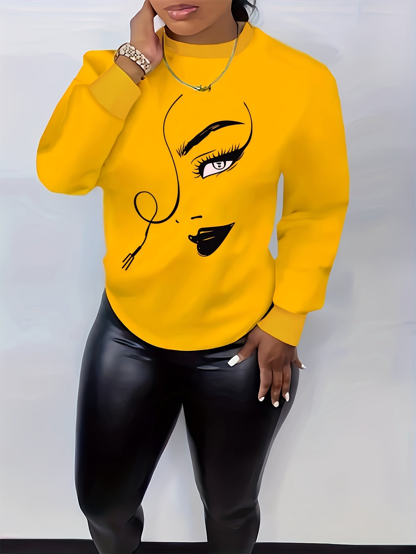 Graphic Print Pullover Sweatshirt FG3549 Furdela