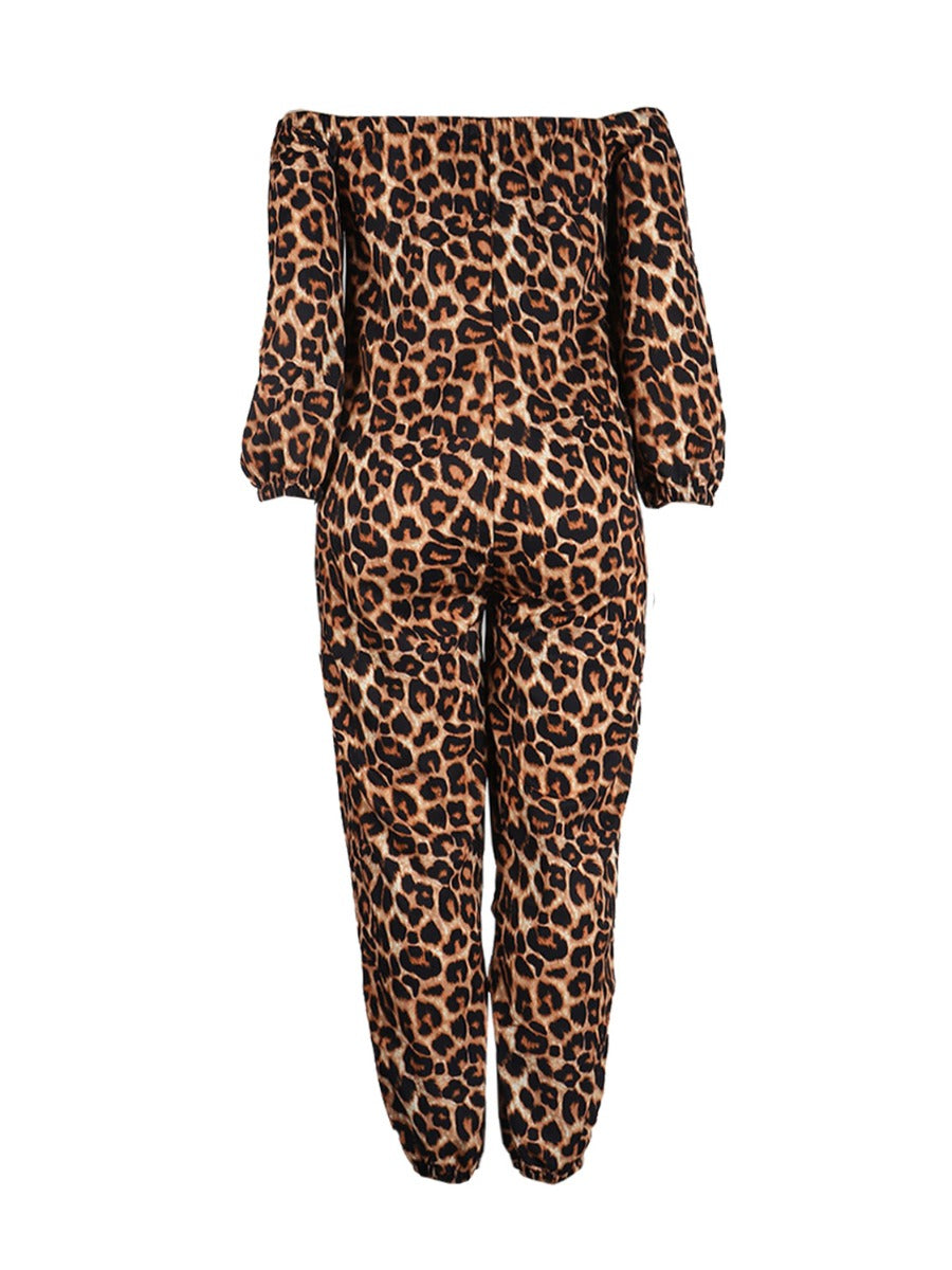 Plus Size Off The Shoulder Camo Print Cut Out Jumpsuit AR5022