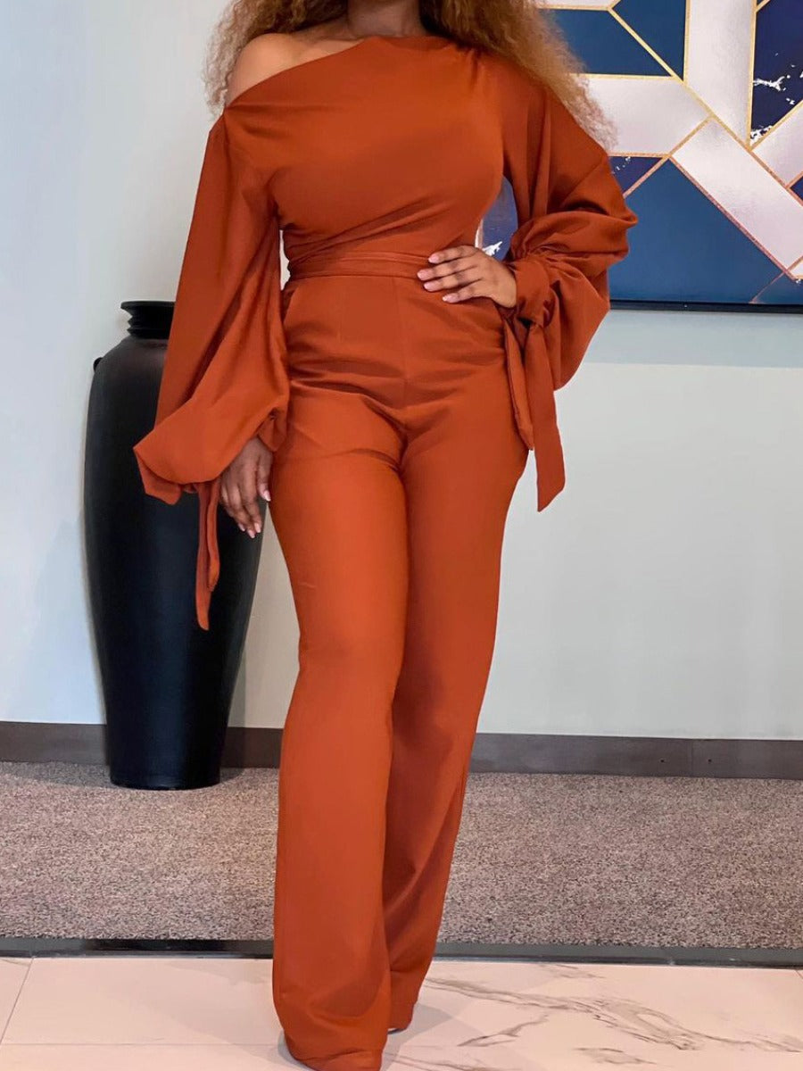 One Shoulder Bandage Design Wide Leg Jumpsuit BO5047 Furdela