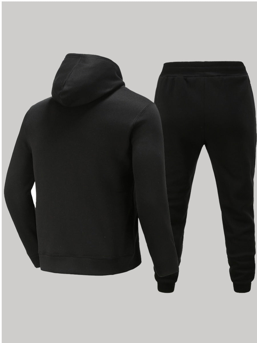 Men Letter Print Kangaroo Pocket Tracksuit Set F4109