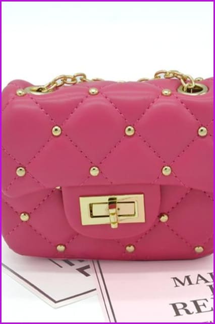 PU Kids Rivets Purse Shoulder Bag F282 - Furdela