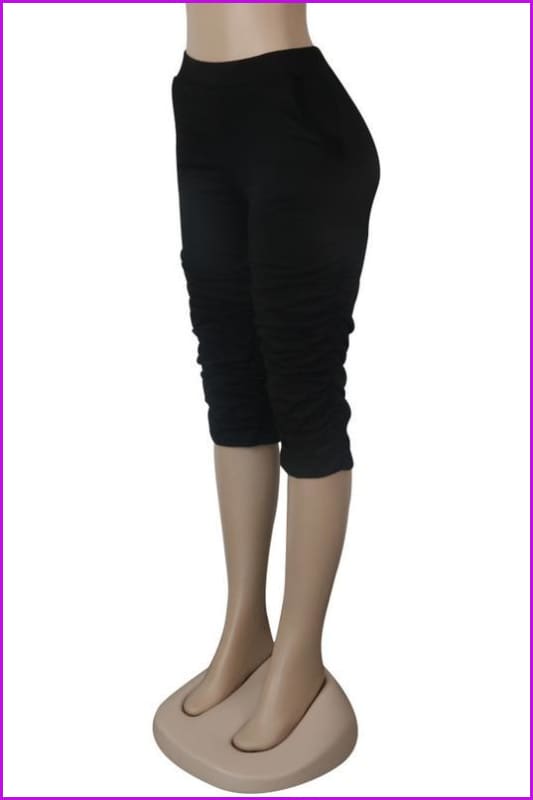 Pure Color Pockets Ruched Half Stacked Pants For WomenDE948 - Furdela