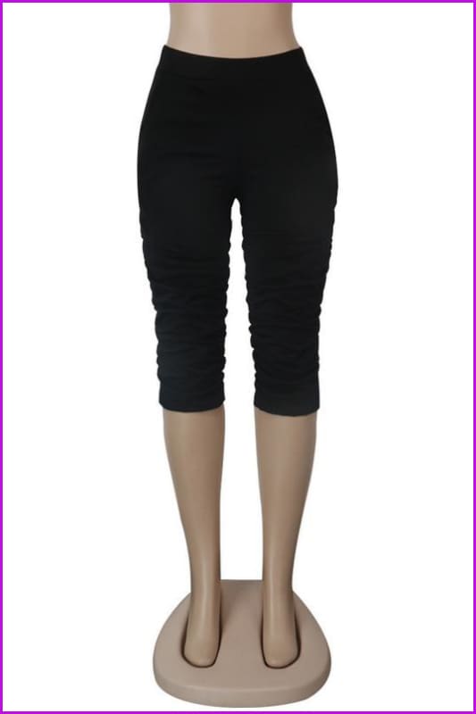 Pure Color Pockets Ruched Half Stacked Pants For WomenDE948 - Furdela