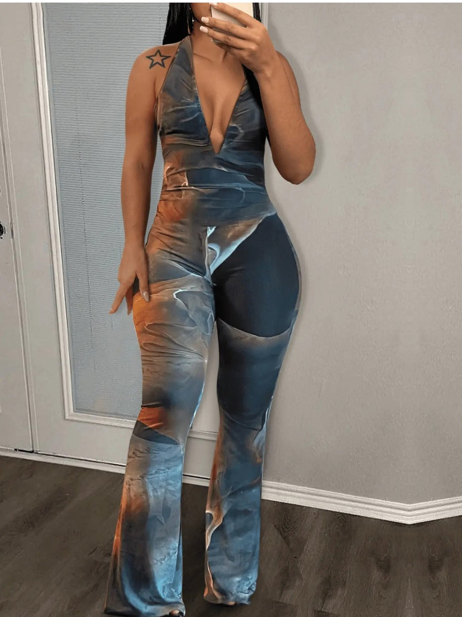 SXY Gradient Backless Flared Jumpsuit AR804