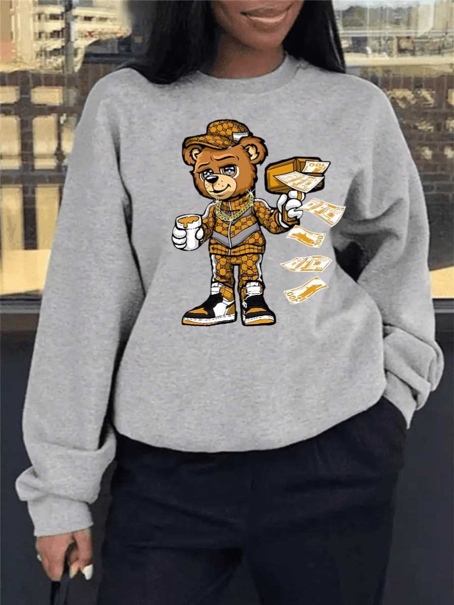 Plus Size Cartoon Money Print Sweatshirt AR50143
