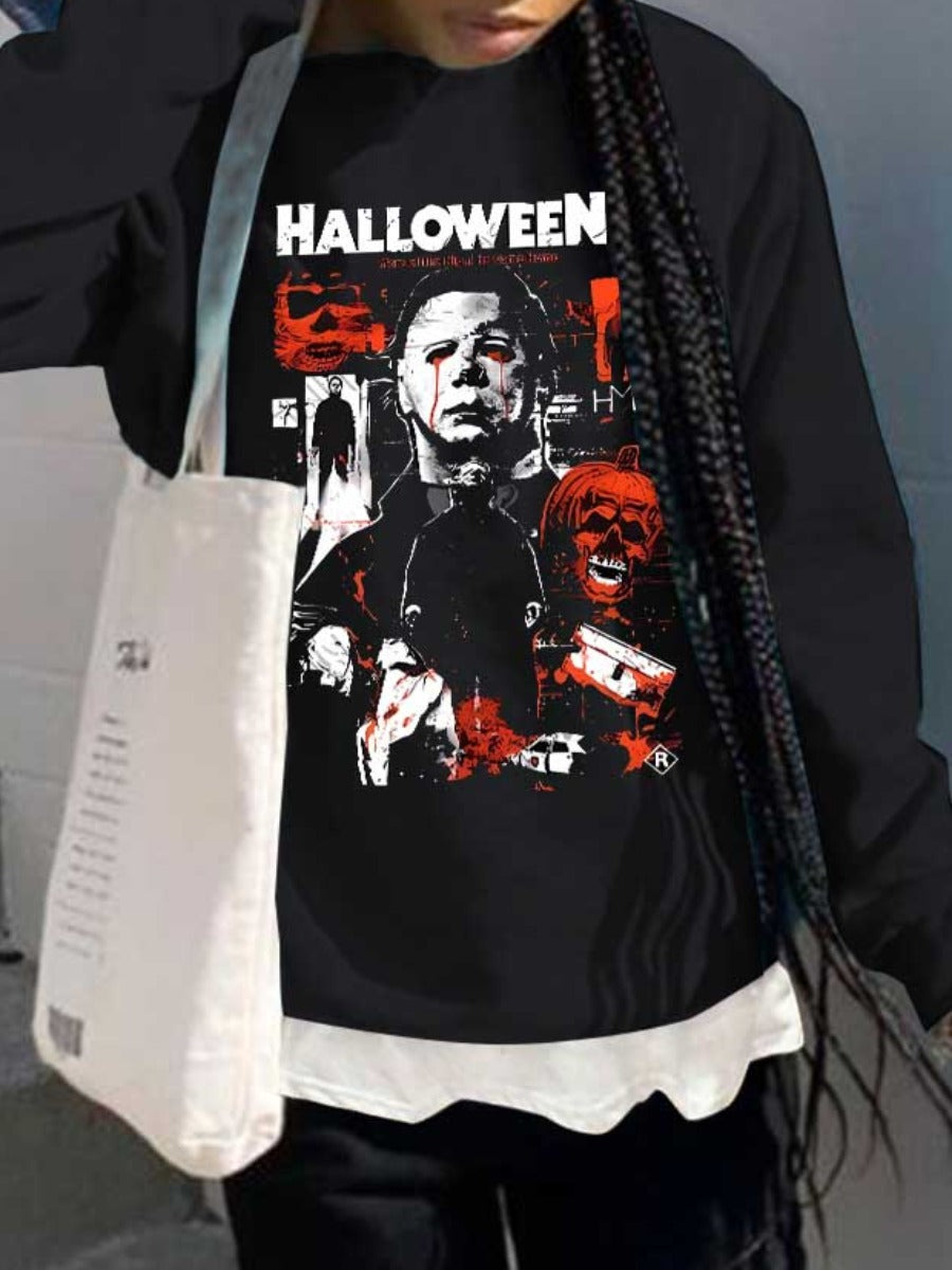 Plus Size Dropped Shoulder Figure Letter Print Sweatshirt AT9041