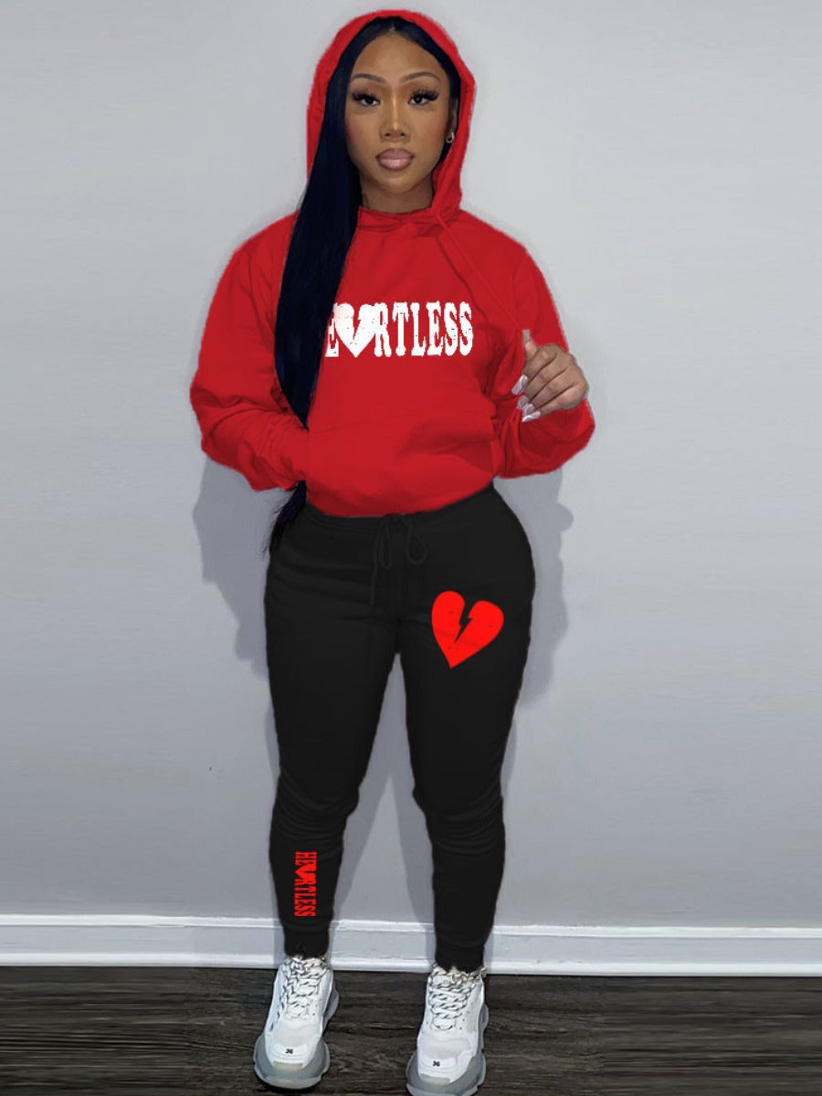 Broken Heart Letter Print Tracksuit Set AR5047