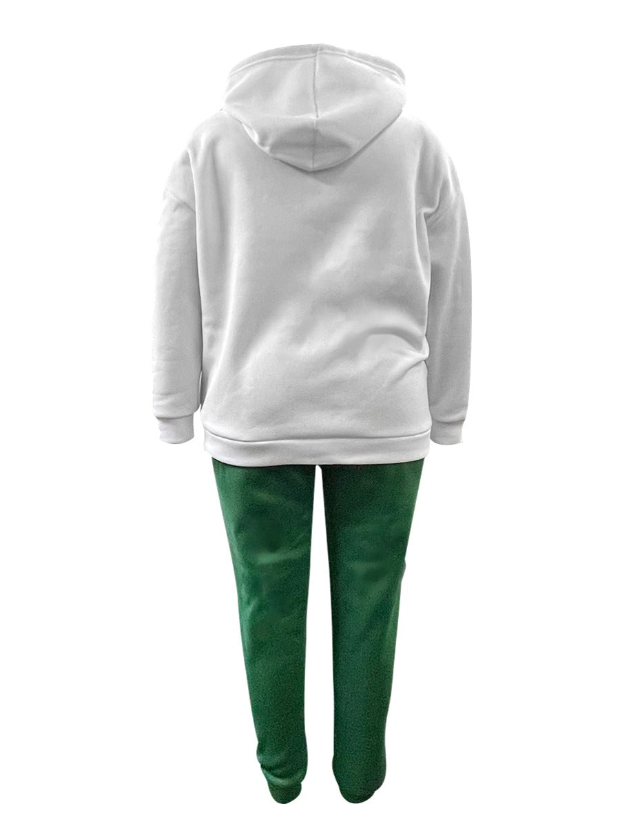 Plus Size Lip Letter Print Kangaroo Pocket Tracksuit Set BO1113