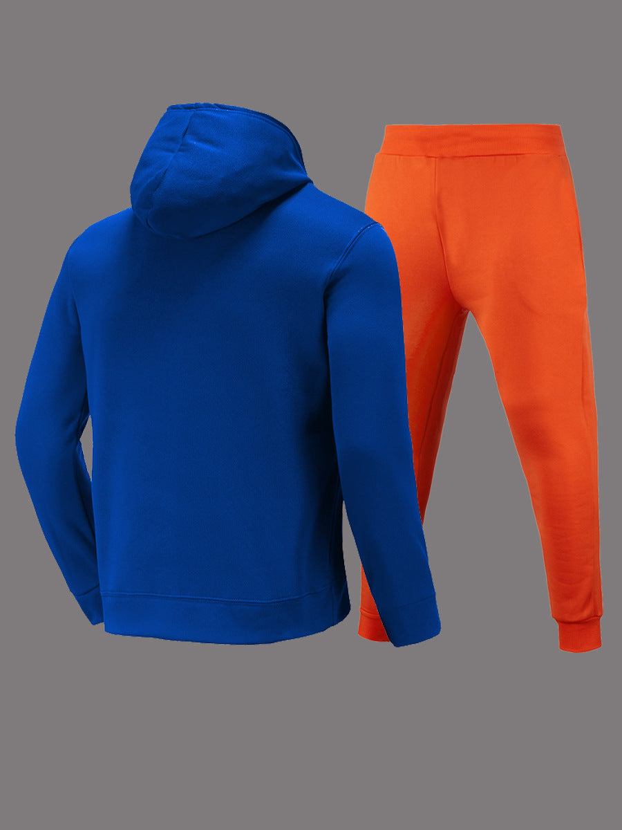 Plus Size Just Do It Letter Print Kangaroo Pocket Tracksuit Set AR507