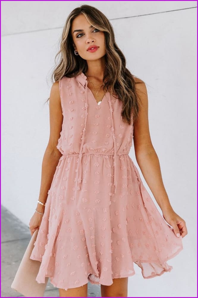 Summer Pure Color Embroidery Sleeveless Dress For Women - Furdela