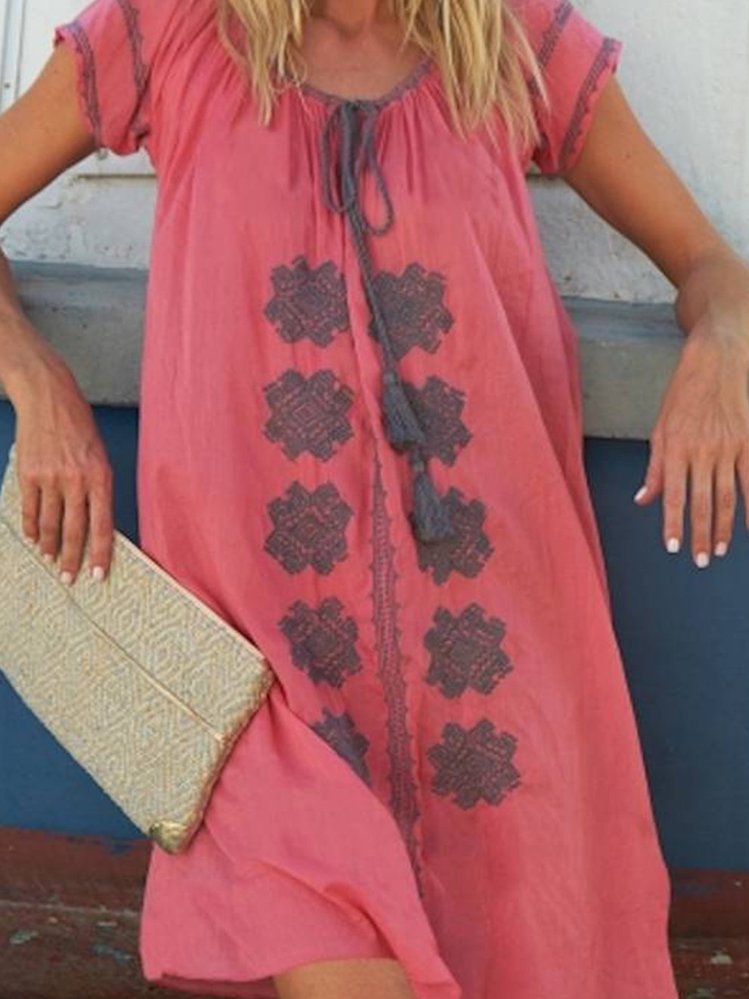 V Neck Women Summer Weaving Dress Holiday Boho Weaving Dress WC61