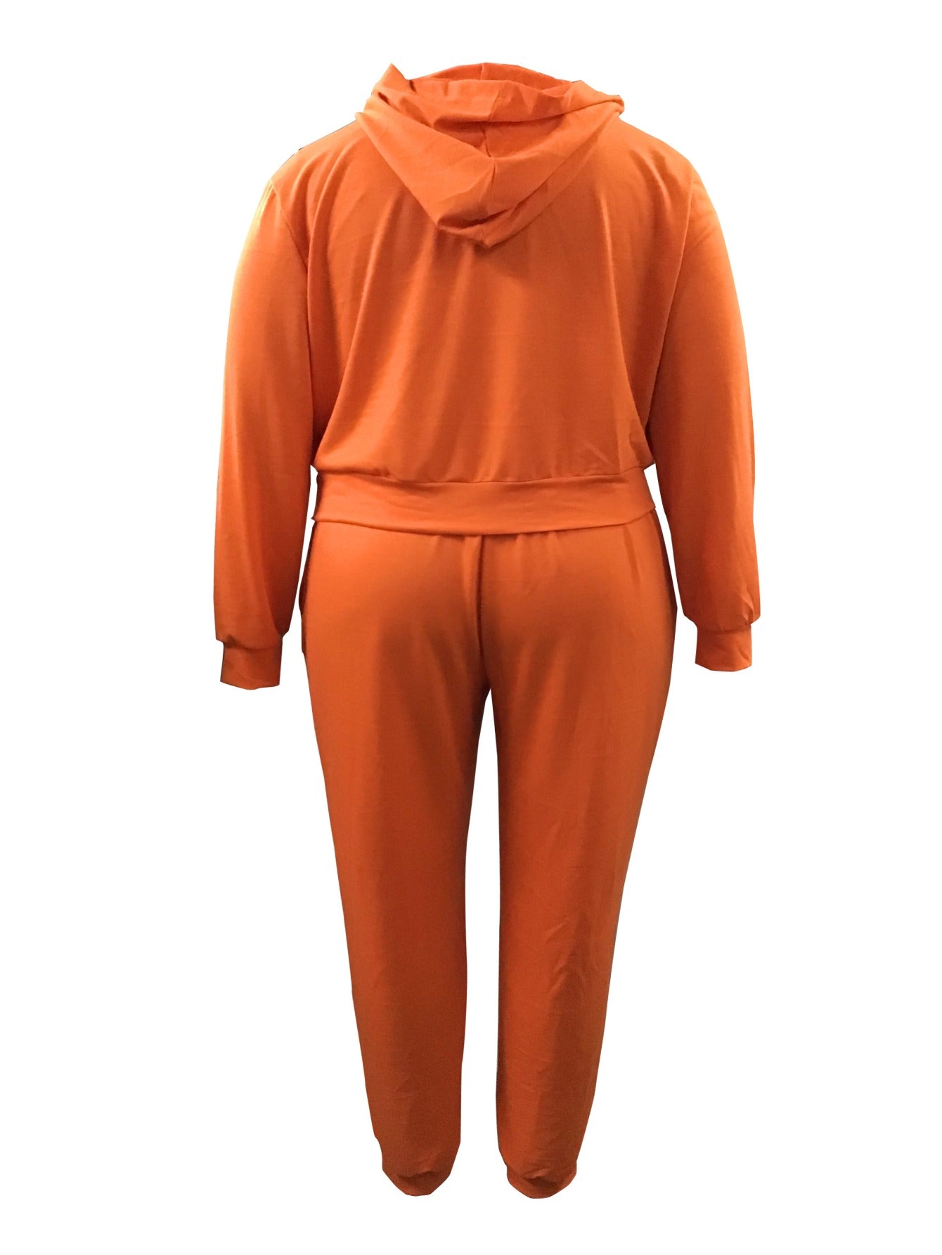 BASICS Plus Size Hooded Collar Letter Print Pants Set BO5069 Furdela