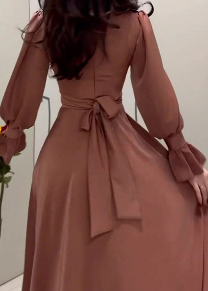 2025 Dress Elegant Silk Cinching Waist Autumn Long FashionChic