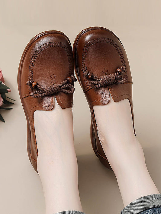 Women Autumn Genuine Leather Solid Platform Shoes AT1037 BUYKUD