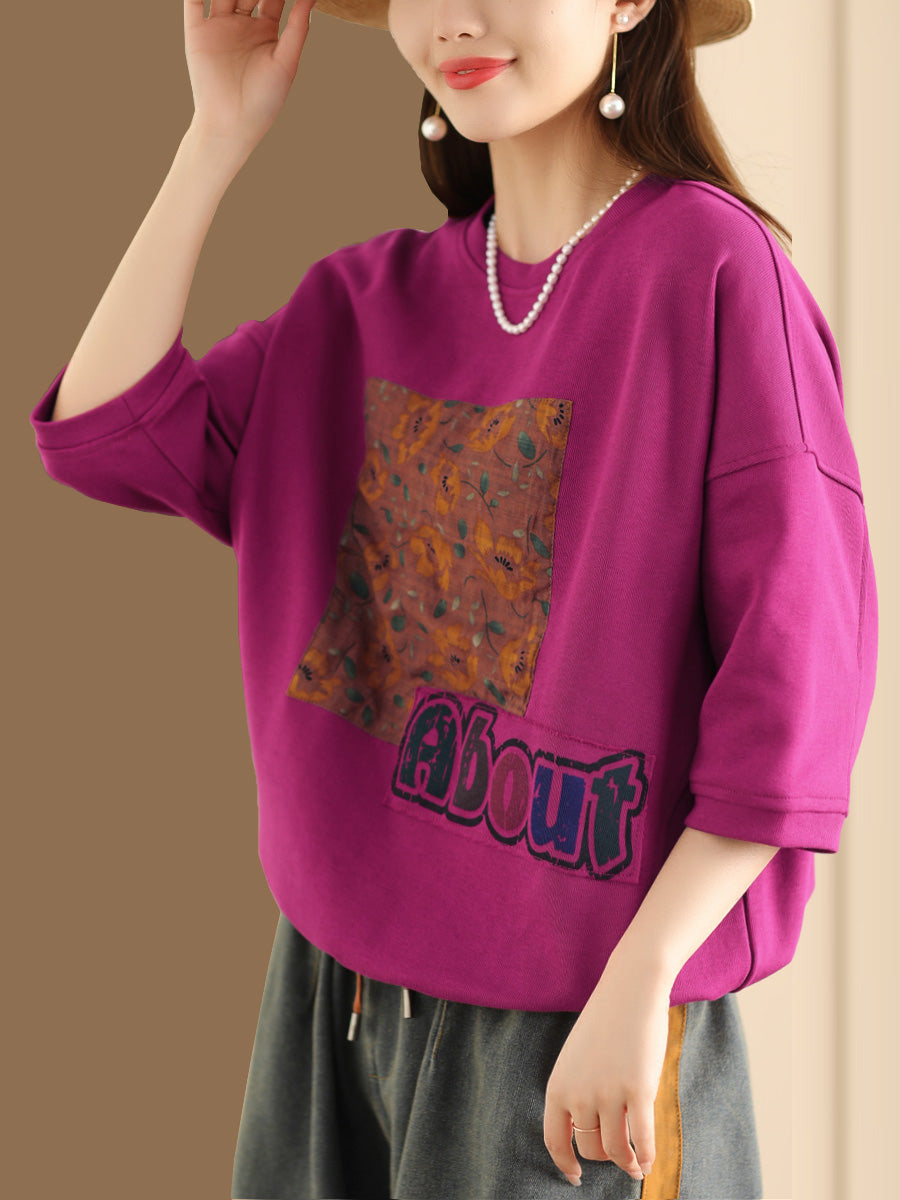 Women Summer Flower Spliced Pullover Shirt CO1012 Ada Fashion