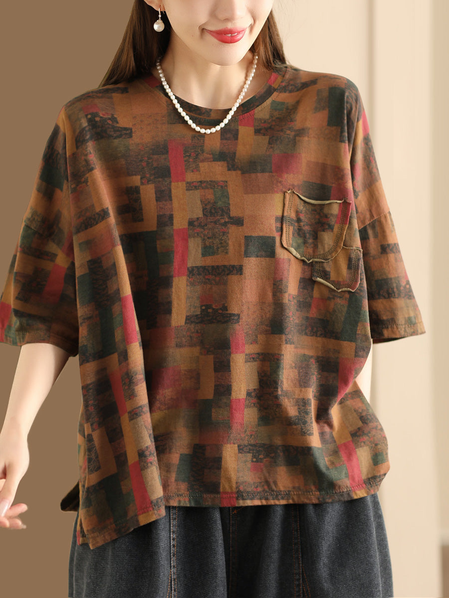 Women Casual Summer Print Loose Cotton Shirt XX1008 Ada Fashion