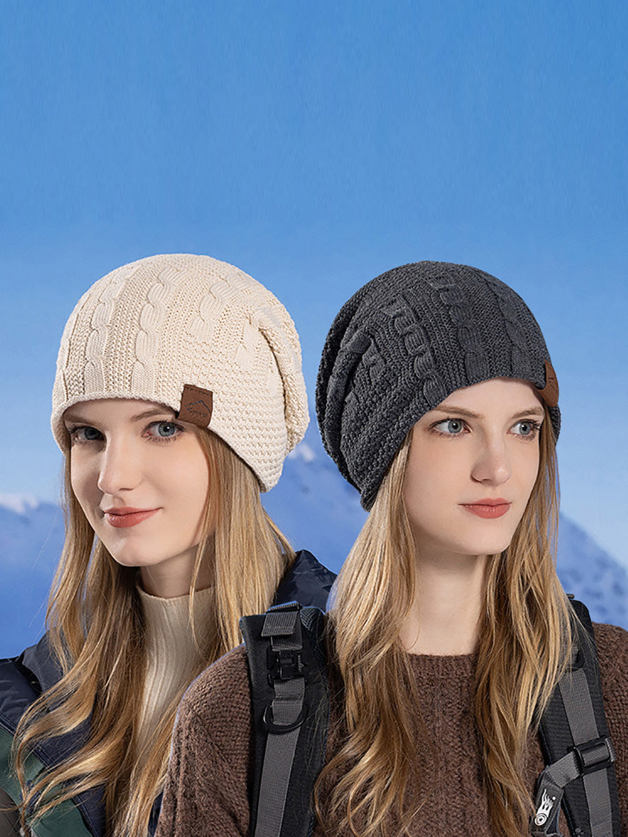 Women Winter Casual Fleece-lined Knit Solid Hat AH1066 BUYKUD