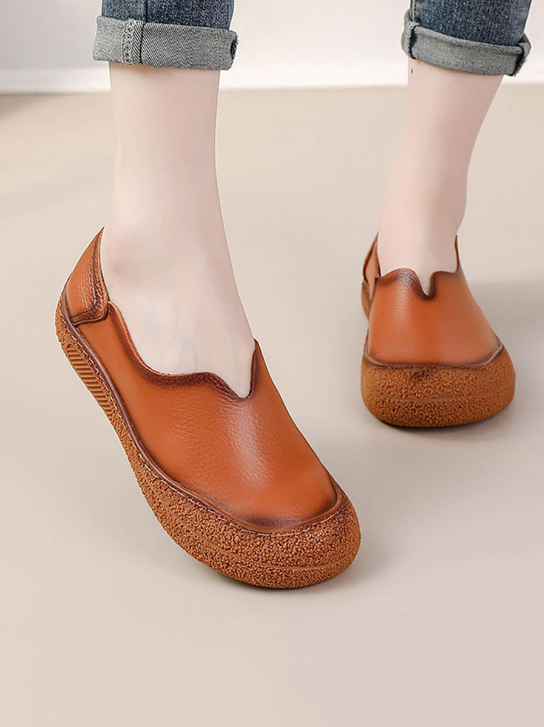 Women Summer Solid Soft Genuine Leather Flat Shoes CX042 BC