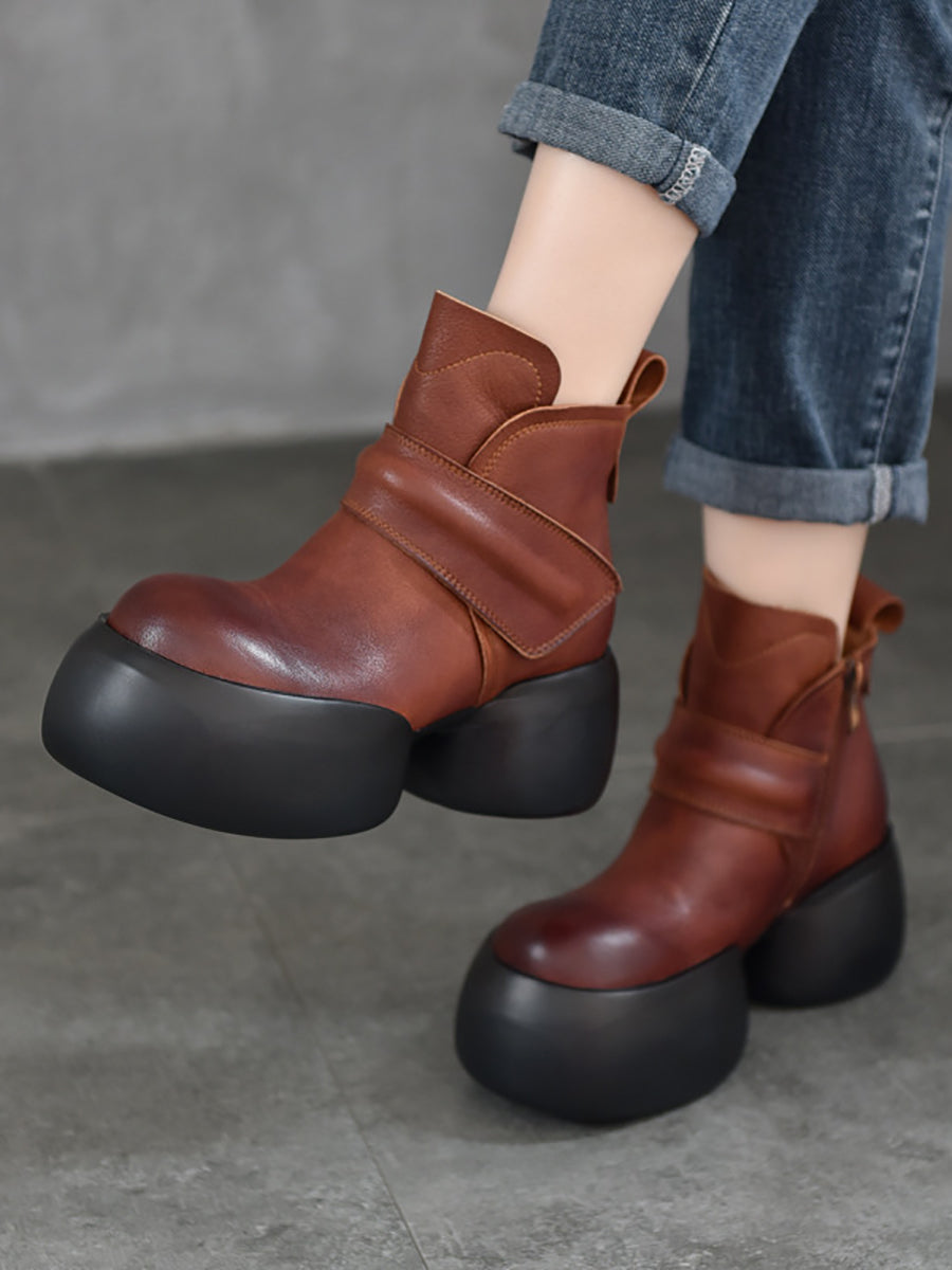 Women Fashion Soft Genuine Leather Platfrom Ankle Boots WG008 TZTJ