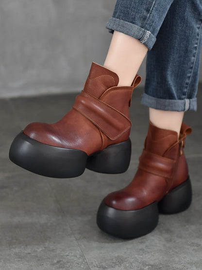 Women Fashion Soft Genuine Leather Platfrom Ankle Boots WG008 TZTJ