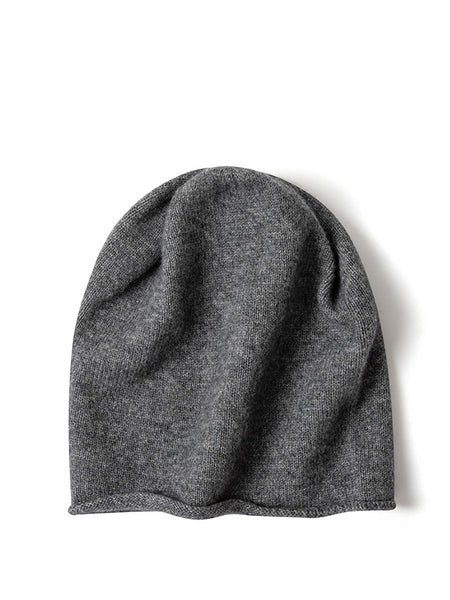 Women Casual Solid Hemming 100%Cashmere Knit Hat BA1068 Genistyle Shop