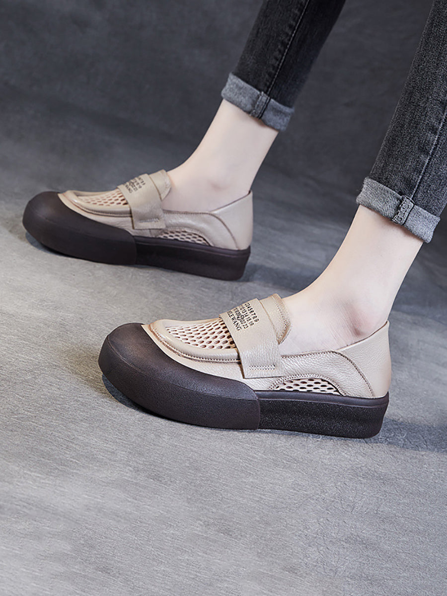 Women Summer Leather Casual Cutout Flat Shoes PP1030 ZMM