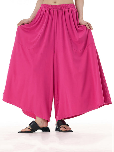 Women Summer Casual Solid Wide-leg Loose Pants FD050 BUYKUD