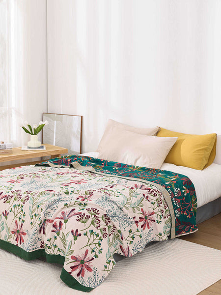Multi-layer Cotton Flower Jacquard Bedcover Sofa Blanket RR015 TJRR