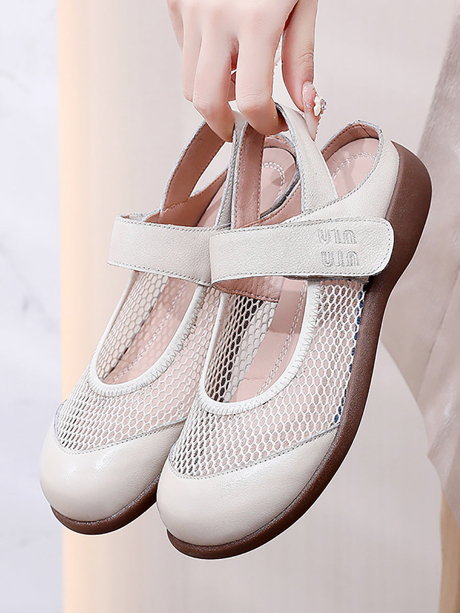 Women Summer Casual Solid Leather Low Heel Sandals AS1057 Ada Fashion