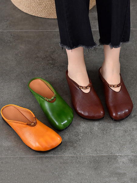 Summer Vintage Leather Soft Sandals Women FashionChic