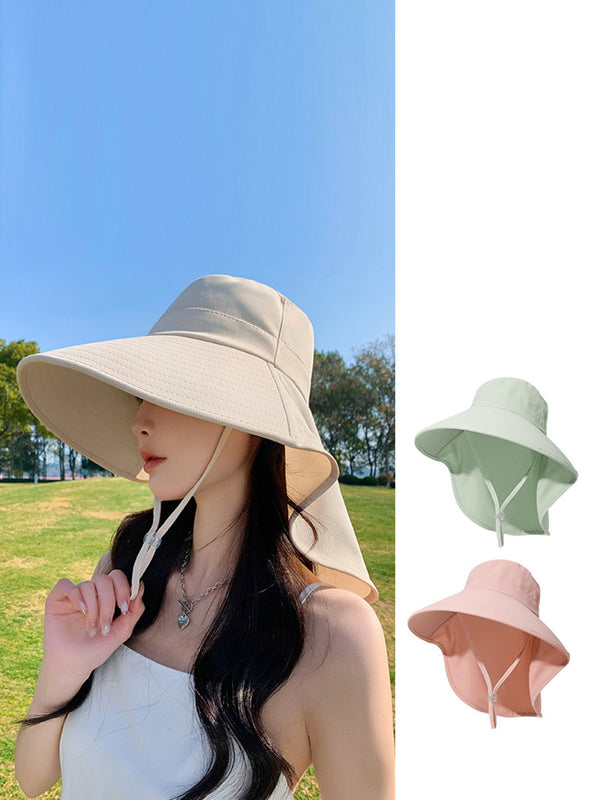 Women Summer Solid Large Brim Neck Guard Sunproof Hat WE1005 Ada Fashion