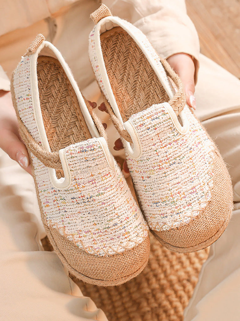 Women Ethnic Summer Linen Cotton Flat Shoes KL1035 Ada Fashion