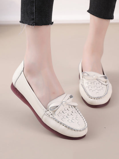 Women Summer Casual Solid Soft Leather Weave Flat Shoes FG1019 Ada Fashion