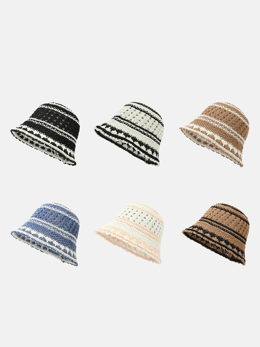 Women Summer Artsy Colorblock Weave Sunproof Hat CX050 BUYKUD