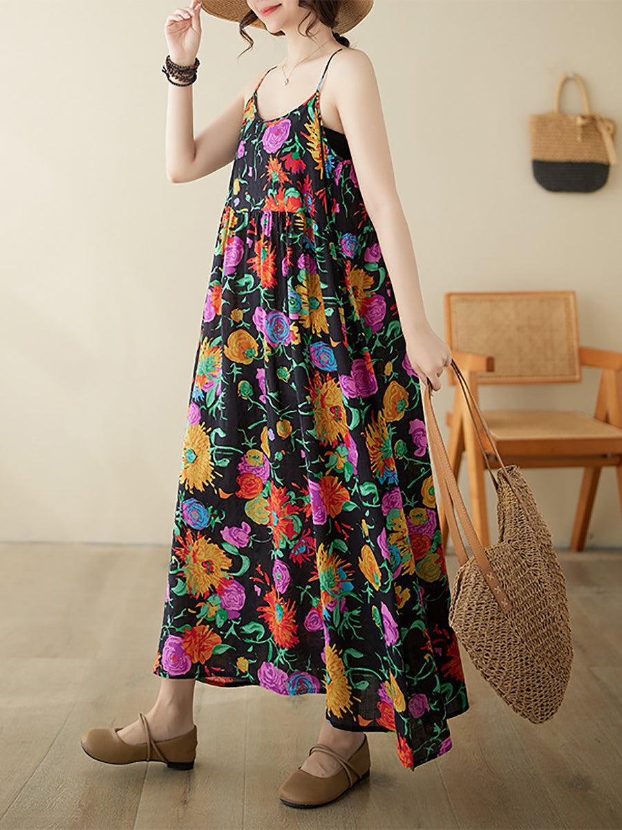 Women Artsy Summer Flower Loose Vest Dress PA1020 Ada Fashion