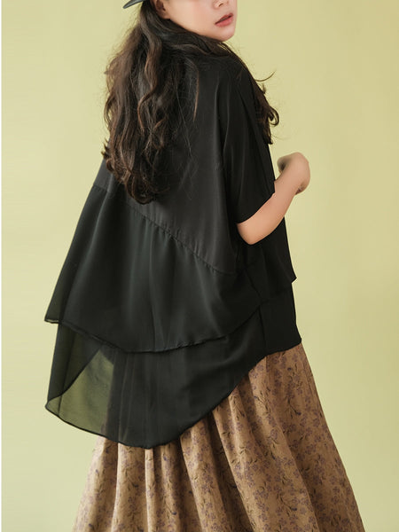 Plus Size Women Summer Casual Irregular Spliced Shirt AS1062 Ada Fashion