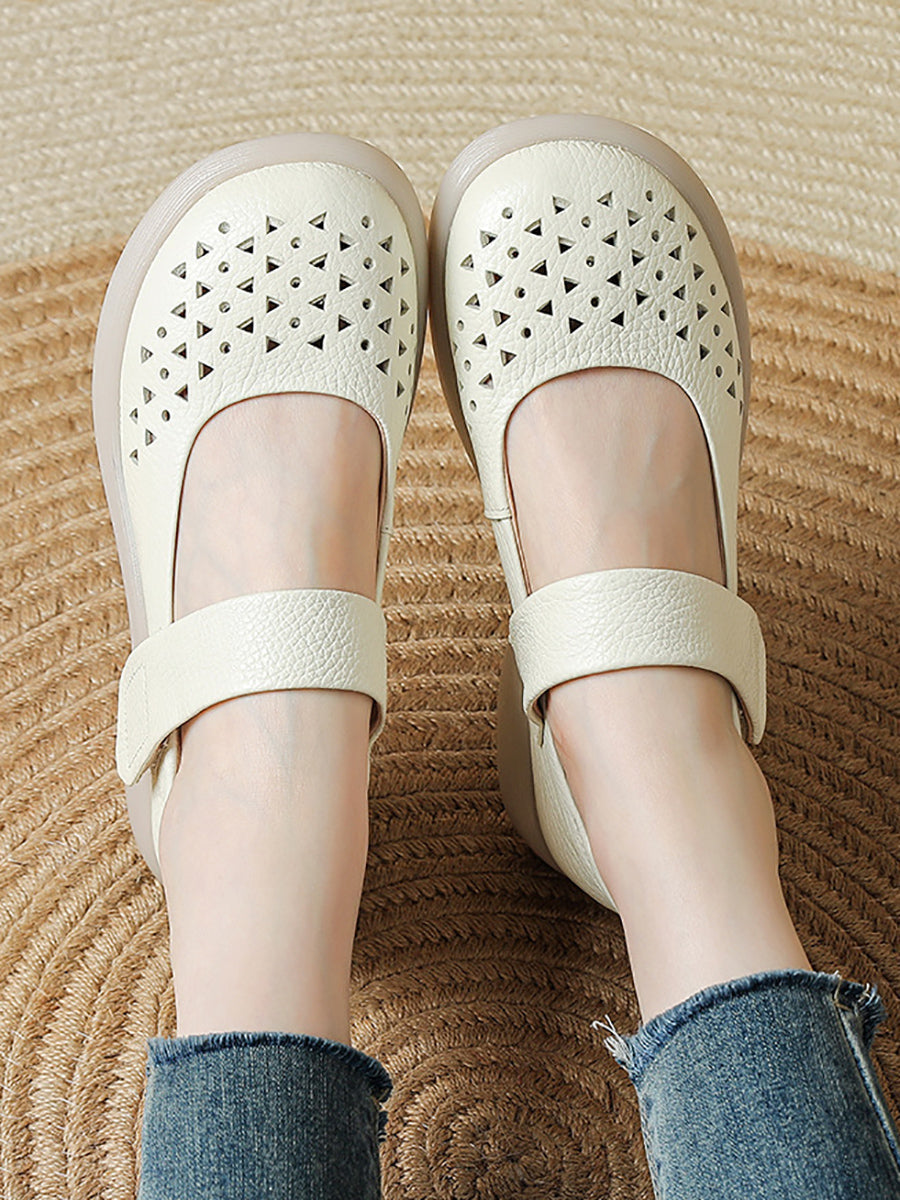 Shoes Leather Platfrom Out Vintage Hollow Women Summer FashionChic