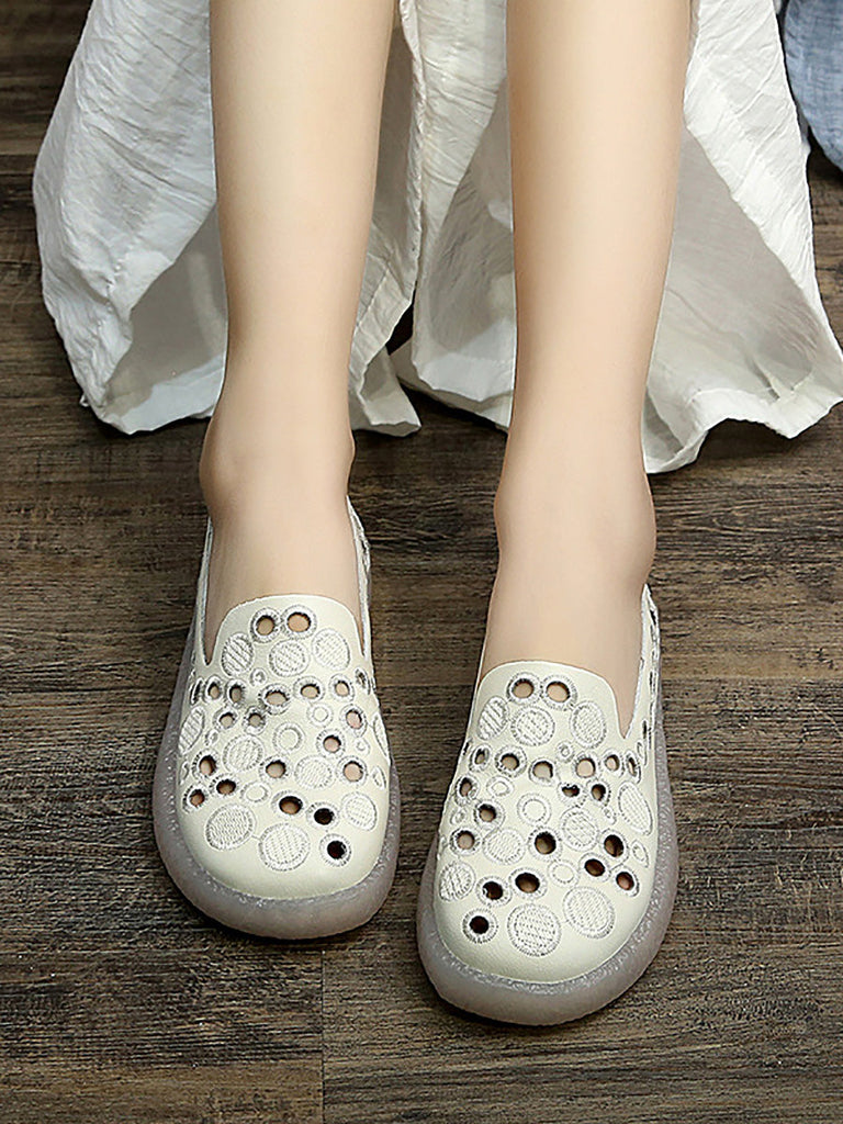 Women Summer Casual Leather Embroidery Cutout Shoes CC049 RAXP
