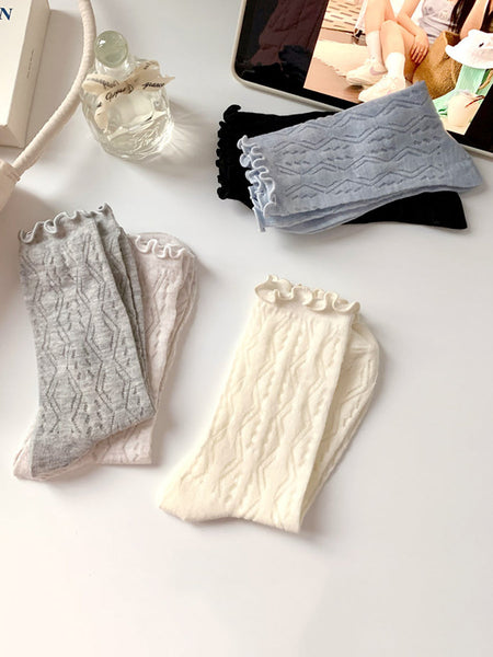 5 Pairs Women Summer Thin Mid-Claf Socks ZZ1007 Ada Fashion