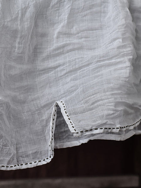 Women Casual Solid Split Hem Stitching Loose Ramie Vest LL023 QYMM