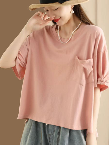 Women Summer Casual Solid Loose Cotton Shirt TY1004 Ada Fashion