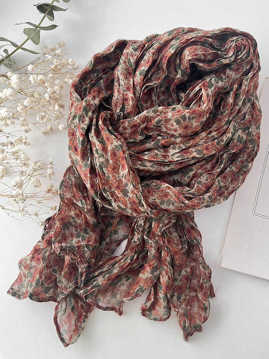 Women Summer Vintage Floral Cotton Scarf IO1015 Ada Fashion