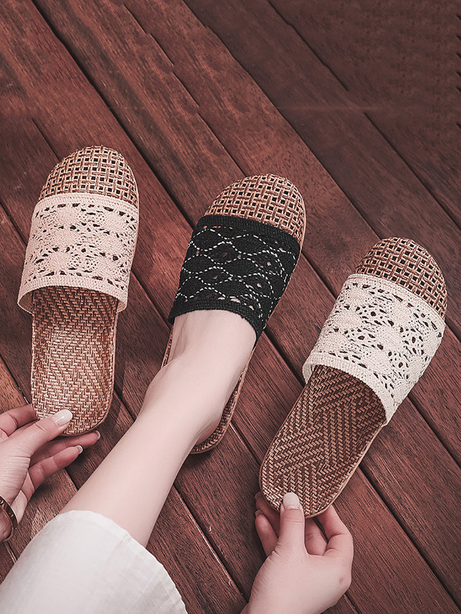 Women Summer Rattan Weaving Indoor Slippers ZZ1011 Ada Fashion